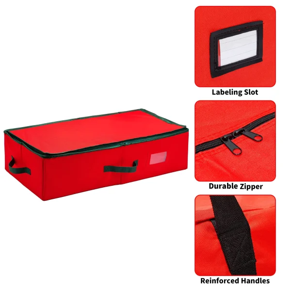Red Underbed Christmas Ornament Storage Box 4 Red Underbed Christmas Ornament Storage Box - Image 4