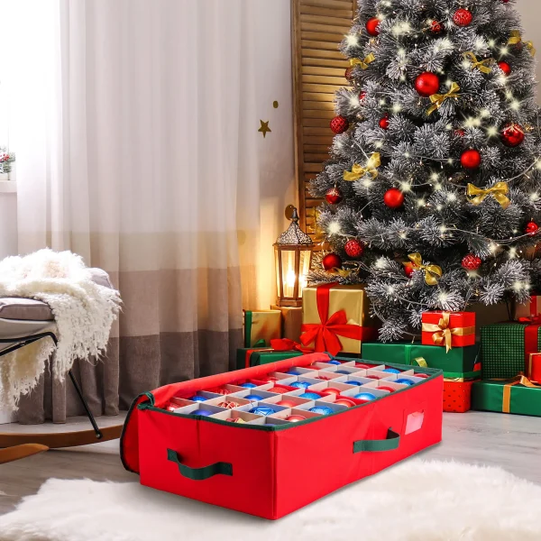 Red Underbed Christmas Ornament Storage Box 5 Red Underbed Christmas Ornament Storage Box - Image 5