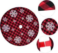 Red And Black Plaid Tree Skirt With Snowflake 36in -Holiday Discount Store Red and Black Plaid Tree Skirt with Snowflake 36in 7 600x549 1