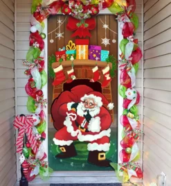 Santa With Gifts Christmas Door Cover 72in X 30in