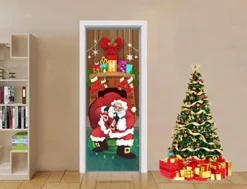 Santa With Gifts Christmas Door Cover 72in X 30in -Holiday Discount Store Silent Night Santa Door Cover 3 result