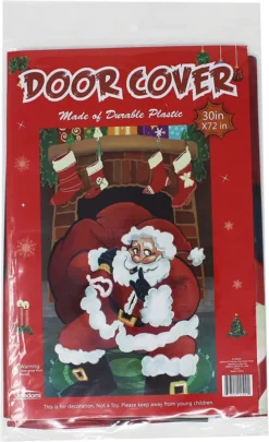 Santa With Gifts Christmas Door Cover 72in X 30in -Holiday Discount Store Silent Night Santa Door Cover 4 result 600x984 1