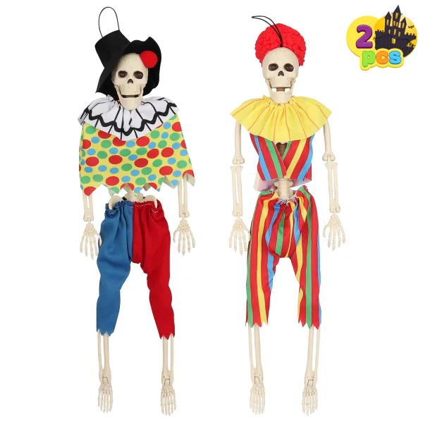 2pcs Halloween Clown Skeleton Decoration 16in 2 2pcs Halloween Clown Skeleton Decoration 16in - Image 2