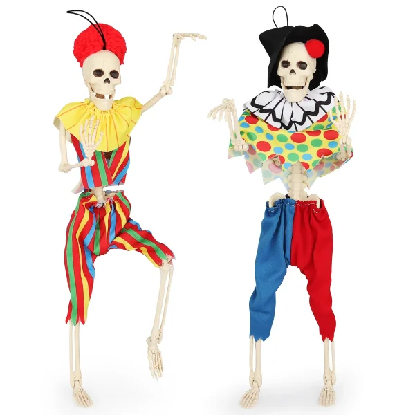 2pcs Halloween Clown Skeleton Decoration 16in 4 2pcs Halloween Clown Skeleton Decoration 16in - Image 4