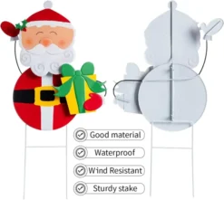 2pcs Snowman And Santa With Circle Belly Metal Yard Signs -Holiday Discount Store Snowman and Santa Garden Signs 5 result 600x538 1
