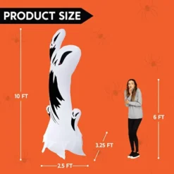 10ft Tall Inflatable Scary Swirly Ghost With Color Changing Light -Holiday Discount Store Tall Scary Swrily Ghost with Animated light 10ft 5 600x600 1