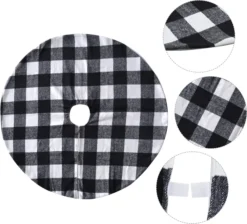 Black And White Buffalo Plaid Christmas Tree Skirt 48in -Holiday Discount Store Thick Plaid White Baffalo Christmas Tree Skirt 48in 5 result 600x544 1