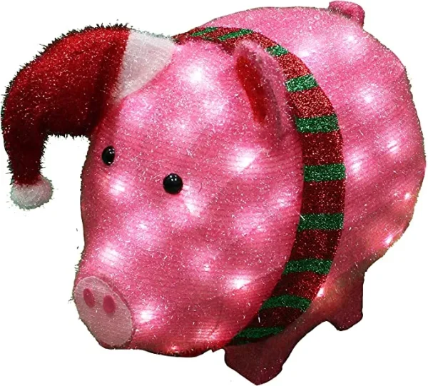 80 LED Tinsel Pig Outdoor Yard Lights 21in 3 80 LED Tinsel Pig Outdoor Yard Lights 21in - Image 3