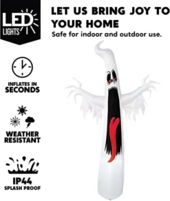 12ft Inflatable LED Ghost With Long Red Tongue -Holiday Discount Store Tongue Ghost Halloween Inflatable 12 ft Tall Long 7 600x710 1
