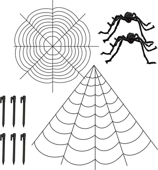 4Pcs Triangle/Round Spider Webs And Spiders 4 4Pcs Triangle/Round Spider Webs And Spiders - Image 4