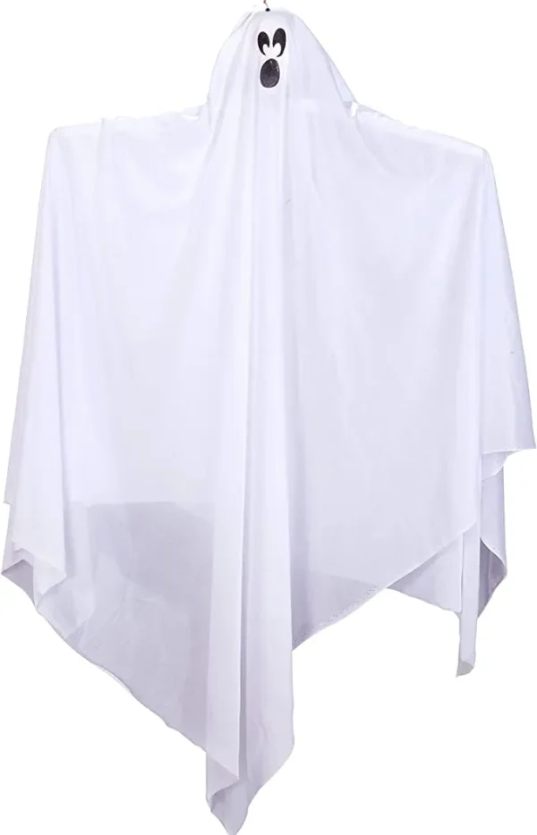 White Hanging Ghosts With Blue LED Light 47in 5 White Hanging Ghosts With Blue LED Light 47in - Image 5