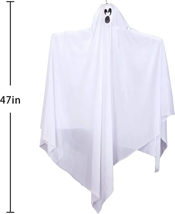 White Hanging Ghosts With Blue LED Light 47in 4 White Hanging Ghosts With Blue LED Light 47in - Image 4