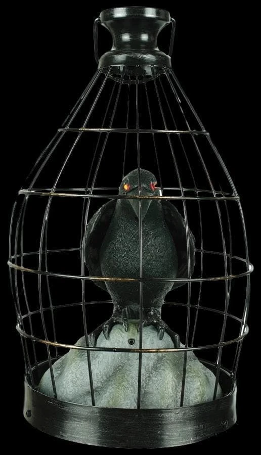 "Crow In Cage" Animated Halloween Prop 1 "Crow In Cage" Animated Halloween Prop