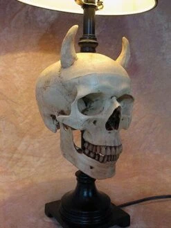 "Desk Lamp With Devil Skull And Bone Shade" Haunted House Lighting -Holiday Discount Store desk lamp with devil skull and bone shade haunted house lighting 23613370305