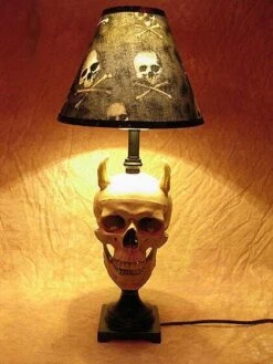 "Desk Lamp With Devil Skull And Bone Shade" Haunted House Lighting -Holiday Discount Store desk lamp with devil skull and bone shade haunted house lighting 23613372289