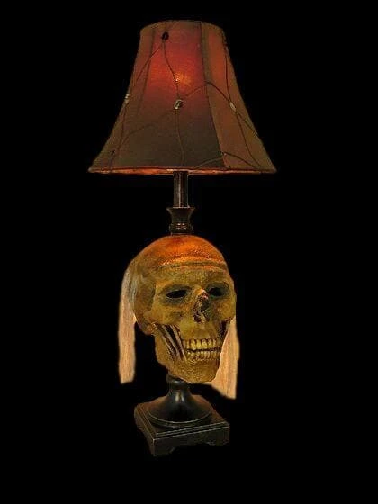 "Desk Lamp With Life-size Corpse Head And Antique Shade" Haunted House Lighting 1 "Desk Lamp With Life-size Corpse Head And Antique Shade" Haunted House Lighting