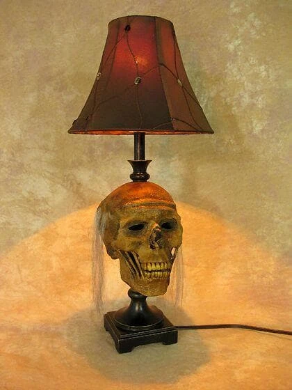 "Desk Lamp With Life-size Corpse Head And Antique Shade" Haunted House Lighting 2 "Desk Lamp With Life-size Corpse Head And Antique Shade" Haunted House Lighting - Image 2