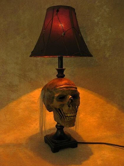 "Desk Lamp With Life-size Corpse Head And Antique Shade" Haunted House Lighting 4 "Desk Lamp With Life-size Corpse Head And Antique Shade" Haunted House Lighting - Image 4