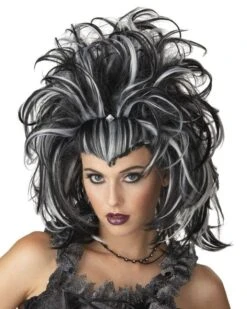 "Evil Sorceress - Black And White" Halloween Wig