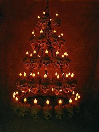 "Five-Tiered Life-Size Skull Chandelier With 60 Skulls" Haunted House Lighting 2 "Five-Tiered Life-Size Skull Chandelier With 60 Skulls" Haunted House Lighting - Image 2