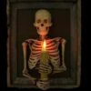 "Framed 3D Skeleton Torso Holding Candle" Hanging Haunted House Decoration