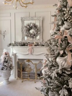 King Of Christmas Marquis Flock Collection 4-Piece Set With Warm White LED Lights (Battery Operated) -Holiday Discount Store marquis flocked